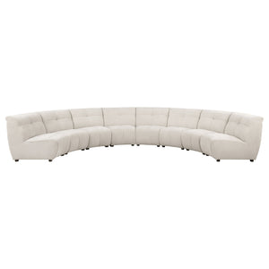 English Elm Sycamore Demi-Lune 8-Piece Curved Upholstered Sectional Sofa in Ivory — Elegant Armless Modular Design B062S01078