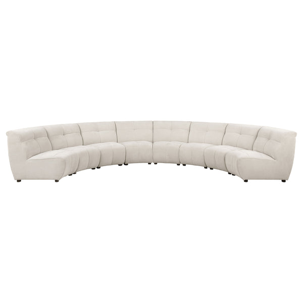 English Elm Sycamore Demi-Lune 8-Piece Curved Upholstered Sectional Sofa in Ivory — Elegant Armless Modular Design B062S01078