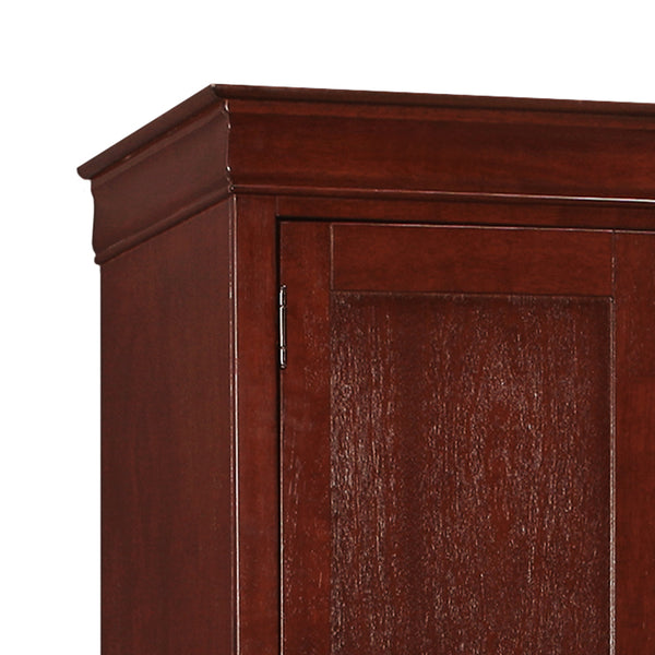 English Elm Elegant Cherry Wood Armoire with Spacious 78"H x 40"W x 24"D Storage, Durable Cherry Finish, Classic Design B078S00025