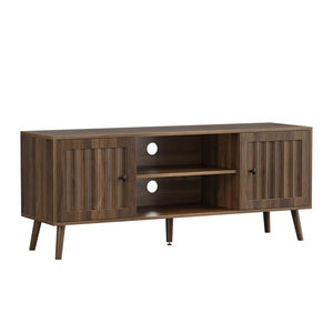 English Elm 55-inch Mid-century Media Console with Louvered Doors and Solid Wood Legs for Living Room W1706P465297