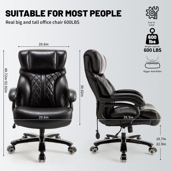 English Elm 500lbs Heavy Duty Executive Chair Wide Spring Seat Ergonomic High Back Home Office Black W5201P418234