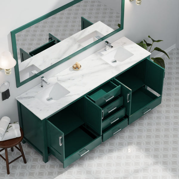 English Elm Green Double Bath Vanity 80" W x 22" D with Cultured Marble Top, Solid Wood, Soft-Close Drawers, Storage B2731P259145