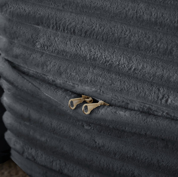 English Elm Modern Full Size Folding Sofa Bed with Plush Corduroy, 2 Pillows, 15" Foam Mattress, No Assembly Required DARK GREY W1885P347083