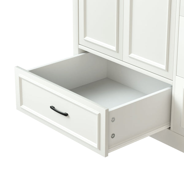 English Elm 36'' 36" Modern Bathroom Vanity with Ceramic Undermount Sink, White Cabinet, 2 Doors & 4 Drawers, Sturdy W1162S00012