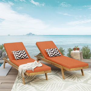 English Elm Christopher Knight Home® - Caily Chaise Lounge Set - Stylish Acacia Wood Loungers With Adjustable Backrests & Cushions For Comfort 71346.00ORG