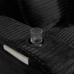 English Elm 47.24 Plush modern compression sofa with S-curve arms, cup holders, cotton lumbar pillow and deep seat comfort Black W3396P373310