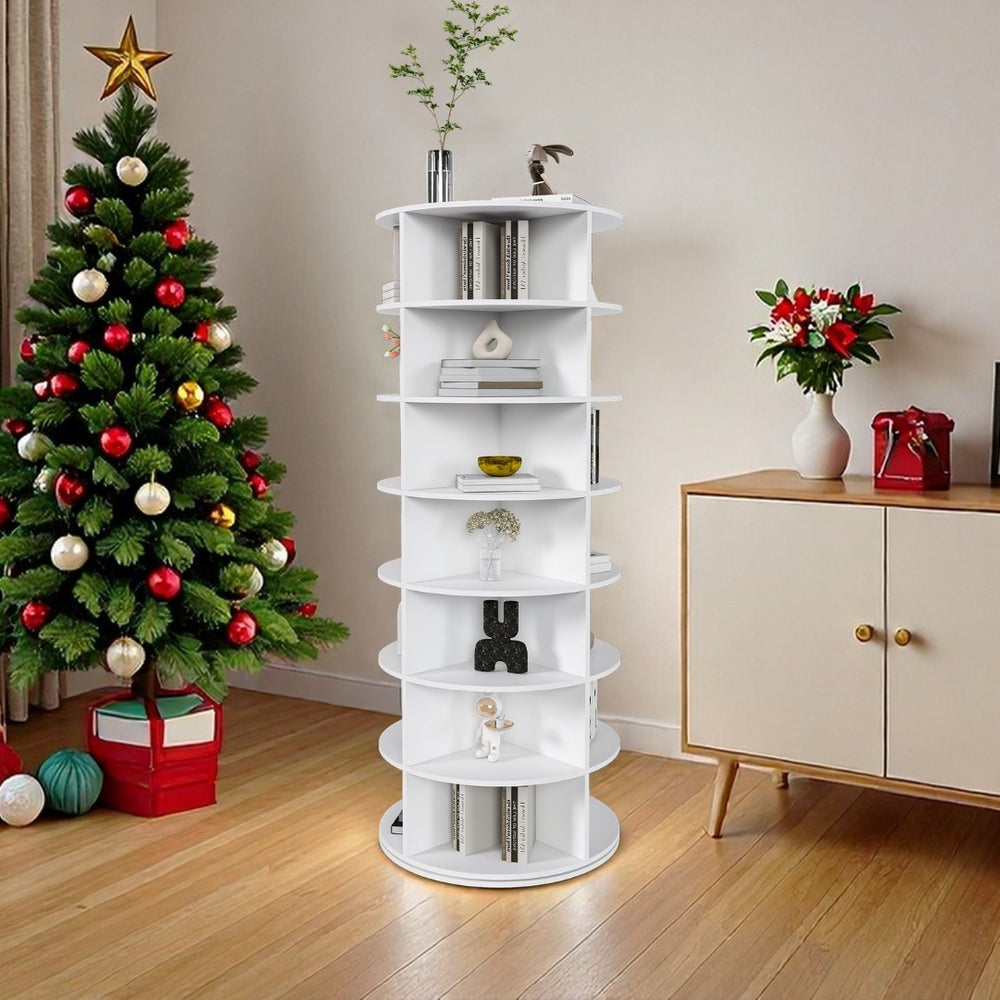 English Elm Rotating Seven Tier Shoe Tower Organizer Holds 28 Pairs with Spinning Base W2699P390457