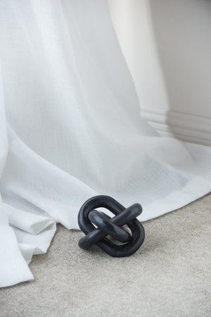 English Elm 6x6x6" Marble Chain Sculpture — Minimalist Interlocking Abstract Accent for Mantel, Table, Shelf Black W2078P357113