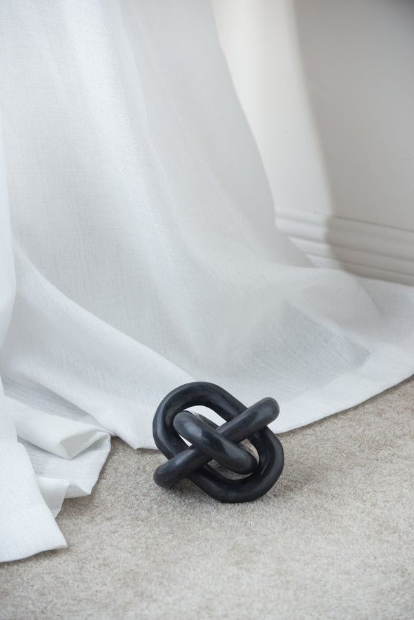 English Elm 6x6x6" Marble Chain Sculpture — Minimalist Interlocking Abstract Accent for Mantel, Table, Shelf Black W2078P357113