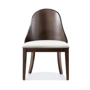 English Elm Mordy Upholstered Dining Chair Set Curved Panel Back Walnut Wood Frame Transitional B056P416969