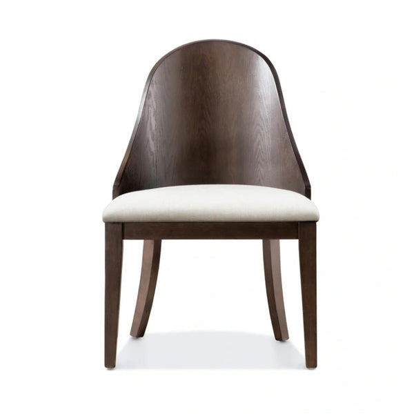 English Elm Mordy Upholstered Dining Chair Set Curved Panel Back Walnut Wood Frame Transitional B056P416969