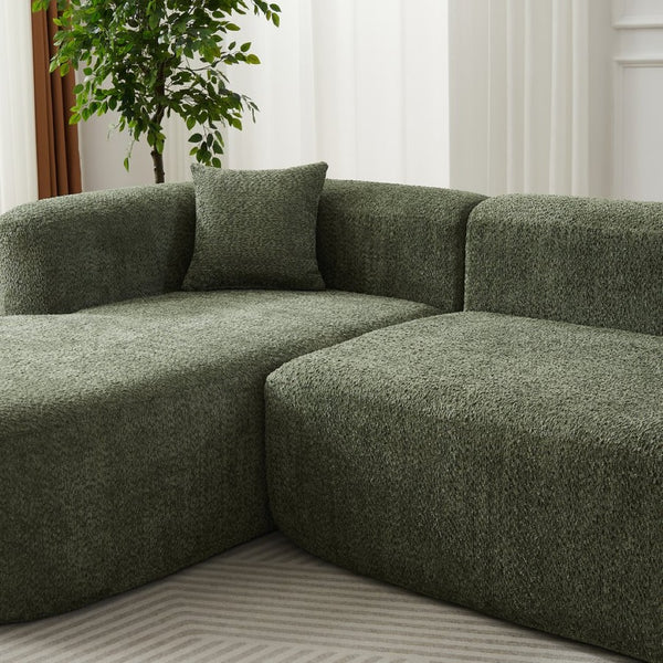 English Elm [video]109.4" Chenille Cloud Sectional Sofa Curved Low Profile L-shape for Living Room W3505S00052