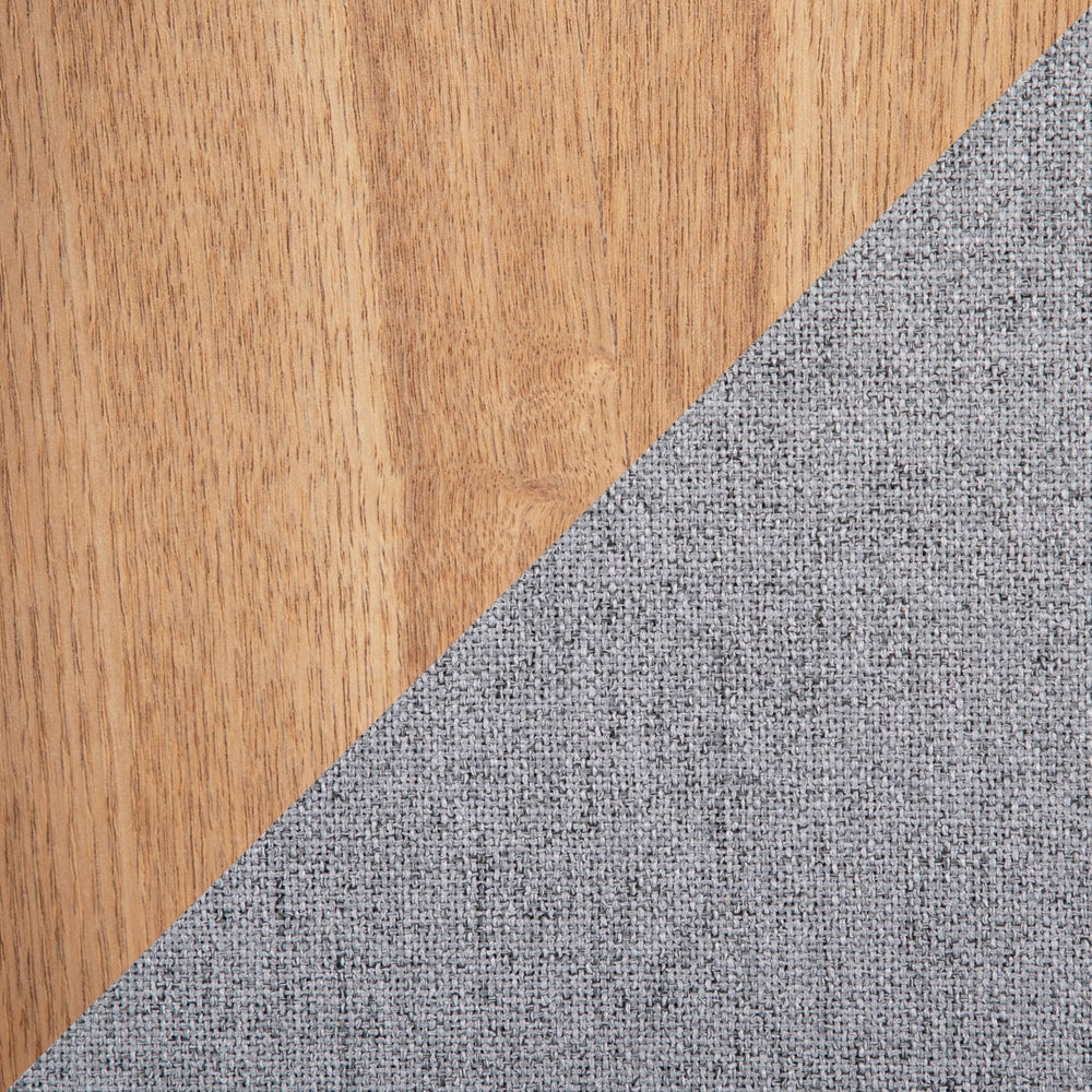 English Elm Tray Nesting Ottoman Set in Grey Fabric with Natural Wood Tray – Convertible Storage, Seating, Space-Saving Design B202P223750