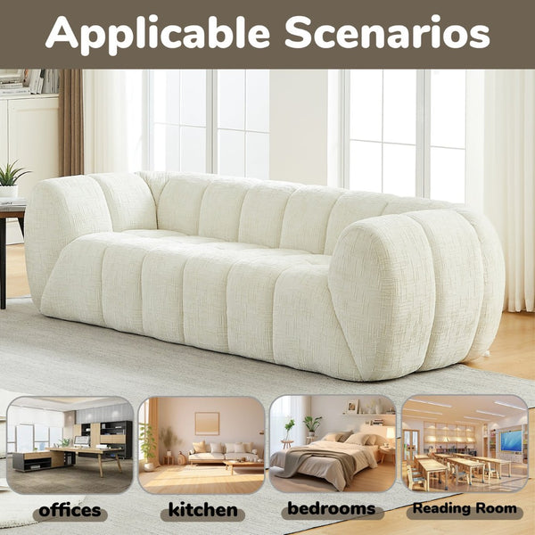 English Elm Chenille Cloud Sofa with Quilted Seat and Piano Backrest for Modern Living Spaces Beige W834P442222
