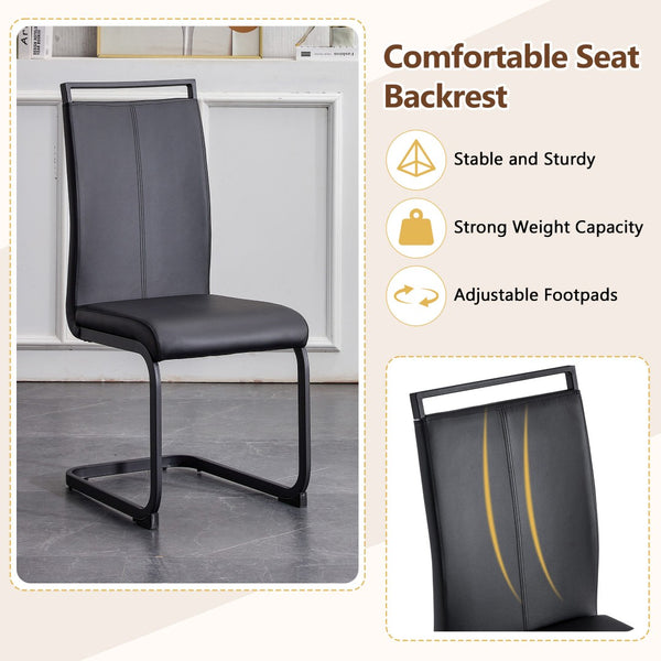 English Elm Table And Chair Set: 71" Walnut Grain Dining Table With 8 Stylish Black Pu Chairs & Storage Shelf W1151S04279-GIGA