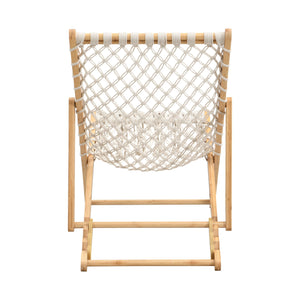 English Elm Set of 2 Handwoven Rope Patio Chairs in Natural Bamboo Finish, Adjustable Back, Durable Braided Craftsmanship W495P298242