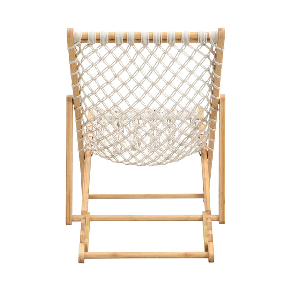 English Elm Set of 2 Handwoven Rope Patio Chairs in Natural Bamboo Finish, Adjustable Back, Durable Braided Craftsmanship W495P298242