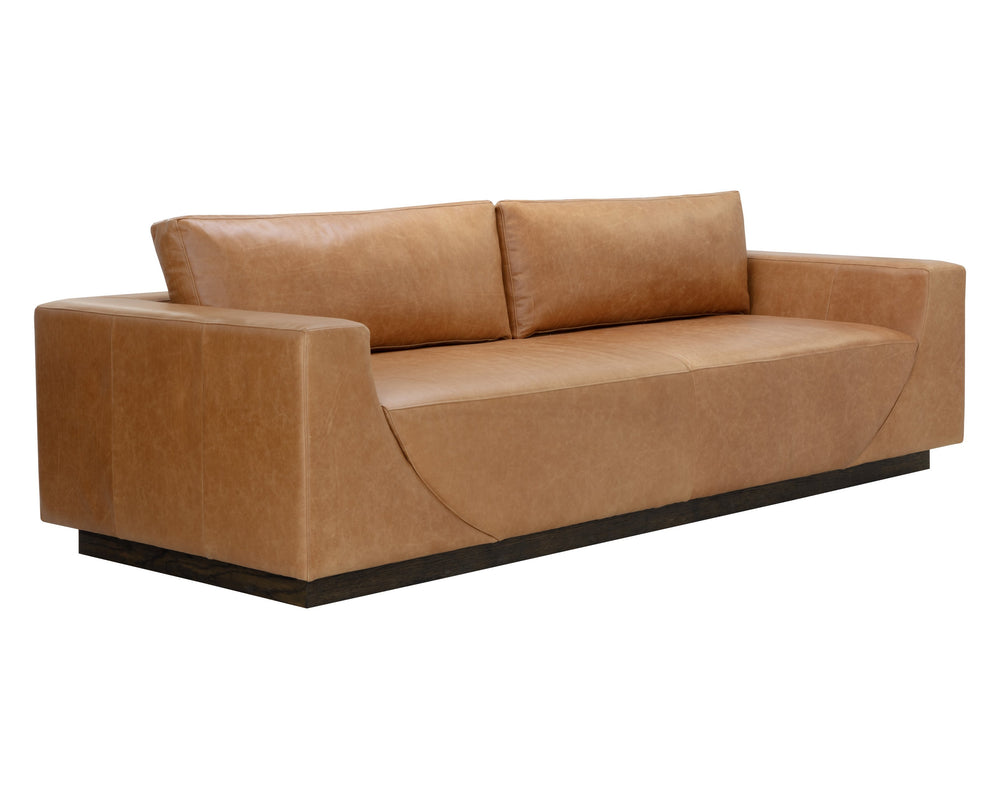 Sunpan Anakin Sofa: Luxurious Italian Leather Seating with Modern Chic Design and Elegant Floating Base Dark Brown / Tuscany Cognac Leather