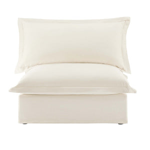 English Elm Koala Armless Chenille Sofa Deep Seat Wraparound Pillows for Modern Living Rooms Cream W3041P240116