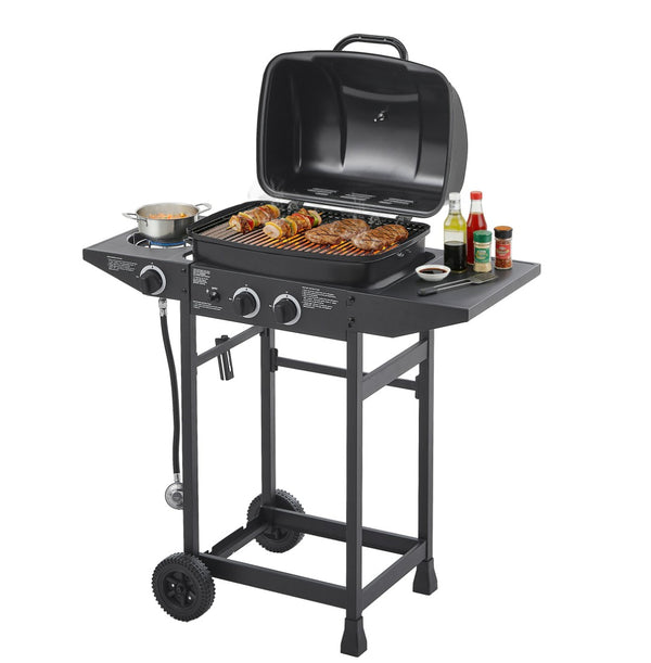 English Elm 2 Burner Propane Grill with Side Stainless Steel 24000 Btu Outdoor Patio W1820P341739