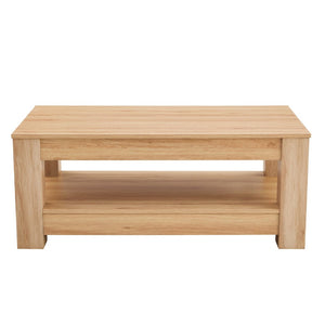 English Elm A Modern Two-tier Mdf Coffee Table with Open Shelf for Living Room Storage W3875P392270