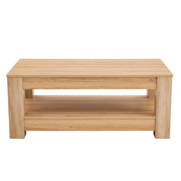 English Elm A Modern Two-tier Mdf Coffee Table with Open Shelf for Living Room Storage W3875P392270