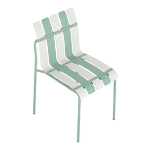 English Elm 4-Pack Modern Striped Color Block Chairs with Weatherproof PP Seats and Heavy-Duty Metal Legs for Indoor Outdoor Seating Haze Green,White W3450P322875