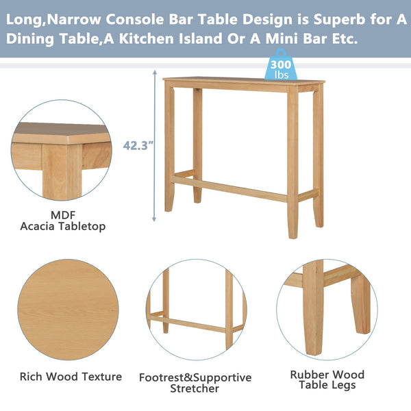 English Elm TOPMAX Farmhouse 48" Rectangular Wood Bar Height Dining Set with 2 Cushioned Stools, Space-Saving Design Natural+Beige N717P334716N
