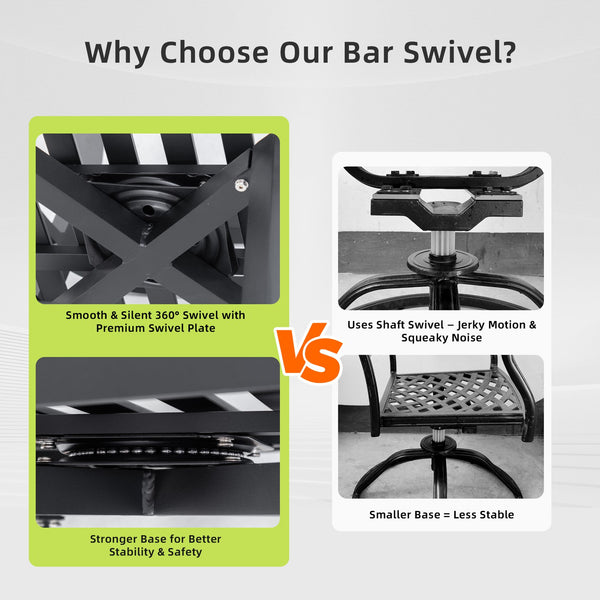 English Elm Modern Outdoor 2-Piece Swivel Bar Chairs - Ergonomic Design, Weather-Resistant Aluminum, 360° Comfort W1886P300273