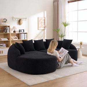 English Elm New Modular Chenille Sectional with Deep Curved Chaise and High-density Foam Seating W2231S00054