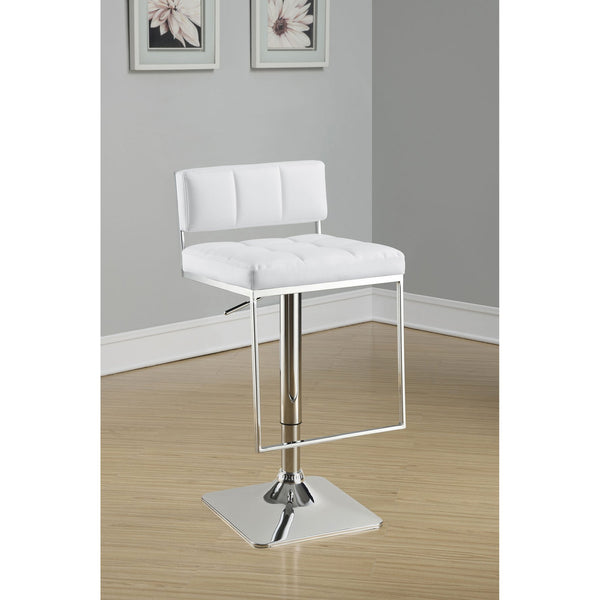 English Elm Alameda Upholstered Adjustable Bar Stool in Chrome & White — Plush Leatherette Seat, U-Footrest Comfort B062P344898