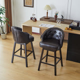 Christopher Knight Home® Swivel Counter Stools Set of 2, Upholstered Bar Stools, Rubber Wood Frame, Dark Brown