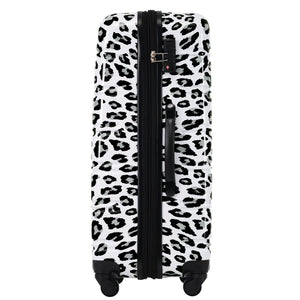 English Elm Hardshell Polycarbonate Luggage Set Three Piece Spinner Suitcases with Tsa Lock White+Black Leopard N732P218227B
