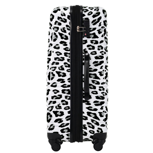 English Elm Hardshell Polycarbonate Luggage Set Three Piece Spinner Suitcases with Tsa Lock White+Black Leopard N732P218227B