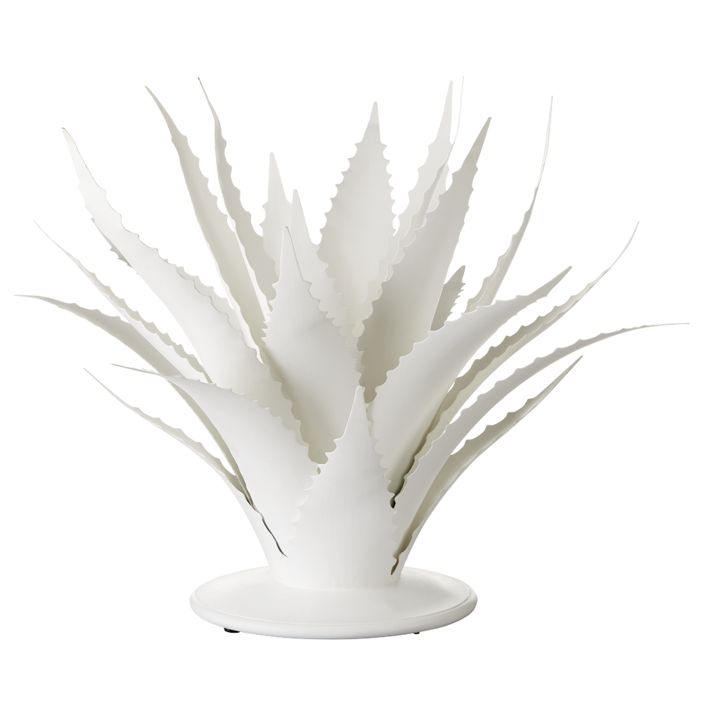 Agave White Objet - Stunning Wrought Iron Sculpture Inspired by Nature, 28" Height, 39" Diameter