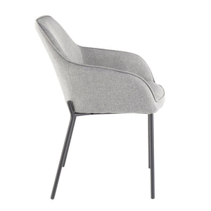 English Elm Dining Chair Set of 2 with Black Metal Frame and Grey Upholstered Cushioned Seat B202P471347