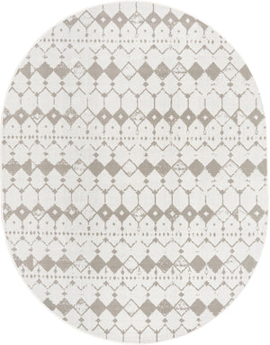 Unique Loom Outdoor Trellis Cardak Machine Made Geometric Rug Ivory and Gray, Gray 7' 10" x 10' 0"