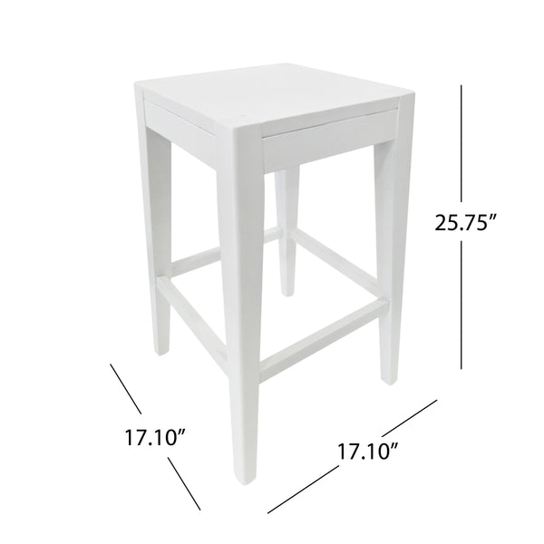 English Elm Christopher Knight Home® - COUNTER White Fabric Counter Stool Set of 2 — Farmhouse Handcrafted Wooden Look, 25.75"H, Easy Assembly 64541.00WHI