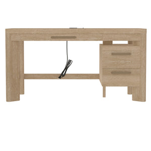 English Elm Wallace & Bay - Tan Contemporary Wood Desk in Light Brown Finish — 58" Wide Low-Maintenance Workstation for Home Office B361P384463