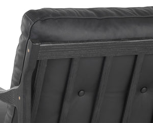 Sunpan Gilmore Lounge Chair - Bold Mid-Century Design with Solid Oak Frame and Luxurious Leather Seatback Black / Black Leather