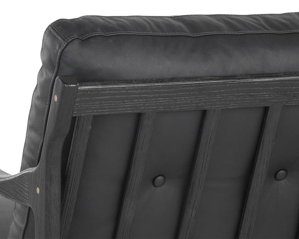 Sunpan Gilmore Lounge Chair - Bold Mid-Century Design with Solid Oak Frame and Luxurious Leather Seatback Black / Black Leather