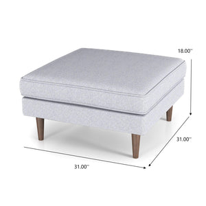 English Elm Ashcroft Furniture - Casual Amber Mid-Century Square Upholstered Ottoman in Light Gray Linen with Solid Wood Legs, 32x32x19" B183P231889