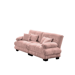 English Elm Cloud Chenille 2-Seater Sofa For Living Room - Plush Comfort, 2 Lumbar & 2 Throw Pillows, Pink W714S01007