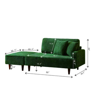 English Elm Indoor Boucle Chaise Lounge with Detachable Ottoman Convertible Daybed Bedroom Reading Nook Green W5515P438696
