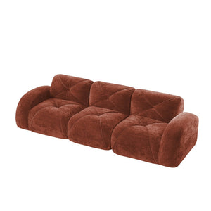 English Elm 110''boneless Velvet Sectional Sofa Modular Cloud Seating with Tufted Cushions for Living Rooms Red+Brown W714S01607