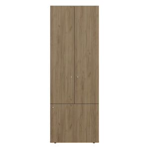 English Elm Armoir 66.9" H Natural Oak & White 3-Door Cabinet with 3 Shelves — Space-Saving, Durable, Eco-Friendly Storage B097P395915