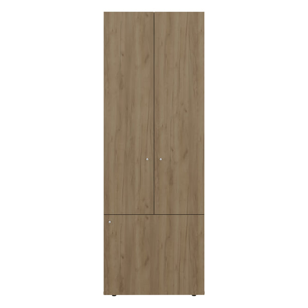 English Elm Armoir 66.9" H Natural Oak & White 3-Door Cabinet with 3 Shelves — Space-Saving, Durable, Eco-Friendly Storage B097P395915