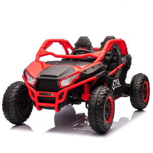 English Elm 24v Two Seater Kids Utv with Parental Remote Dual Motors Four Wheel Suspension Led Red W1578P198433