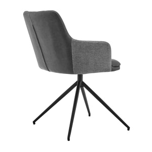 English Elm Norvella Modern Faux Leather & Fabric Swivel Dining Chairs Set of 2, Gray Upholstered 250lb Capacity, Metal Legs B2736P354328