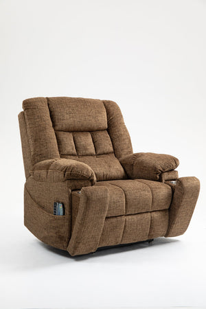 English Elm Power Lift Recliner modern velvet lift chair with remote, tufted wingback, ergonomic support, 350 lb capacity Brown W547S00066